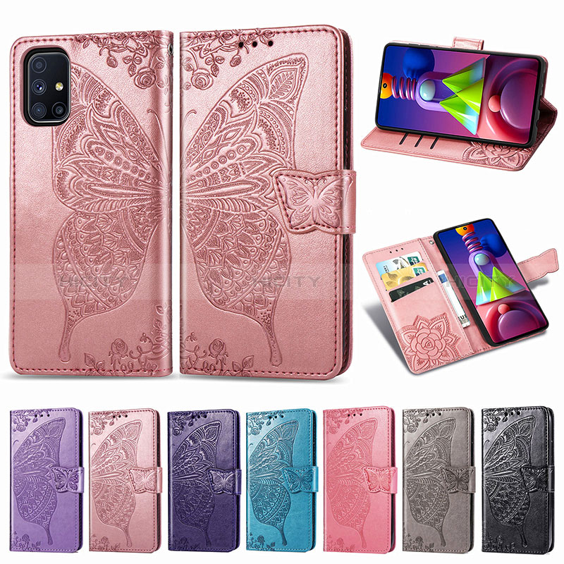 Funda de Cuero Cartera con Soporte Mariposa Carcasa para Samsung Galaxy M51