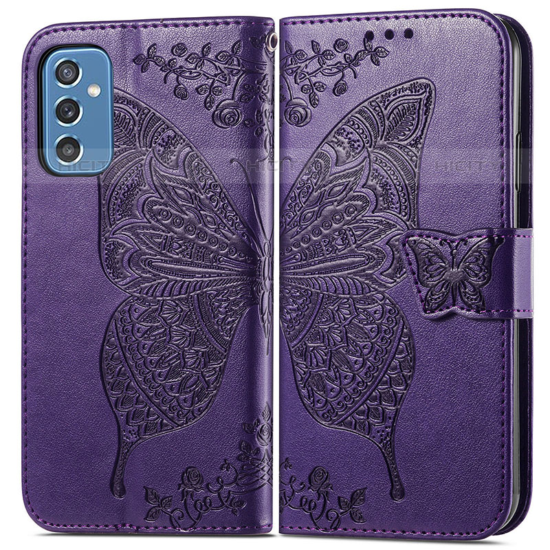 Funda de Cuero Cartera con Soporte Mariposa Carcasa para Samsung Galaxy M52 5G Morado