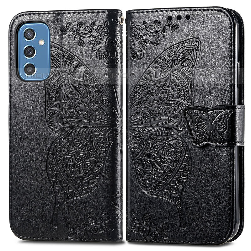 Funda de Cuero Cartera con Soporte Mariposa Carcasa para Samsung Galaxy M52 5G Negro