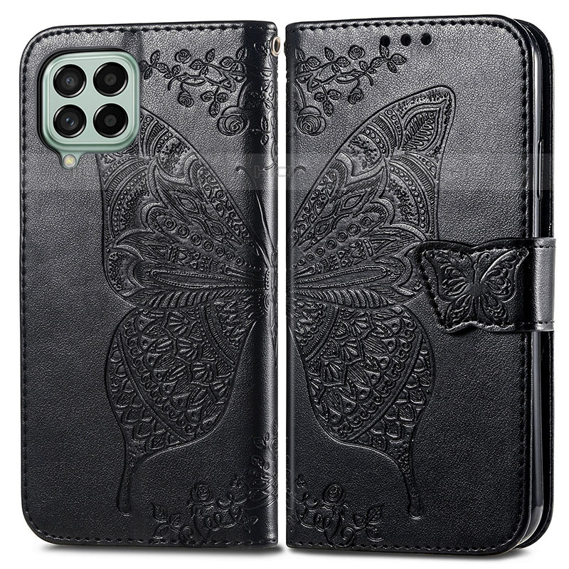 Funda de Cuero Cartera con Soporte Mariposa Carcasa para Samsung Galaxy M53 5G Negro