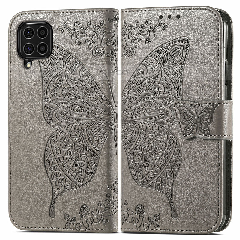 Funda de Cuero Cartera con Soporte Mariposa Carcasa para Samsung Galaxy M62 4G Gris