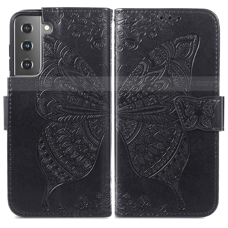 Funda de Cuero Cartera con Soporte Mariposa Carcasa para Samsung Galaxy S21 5G Negro