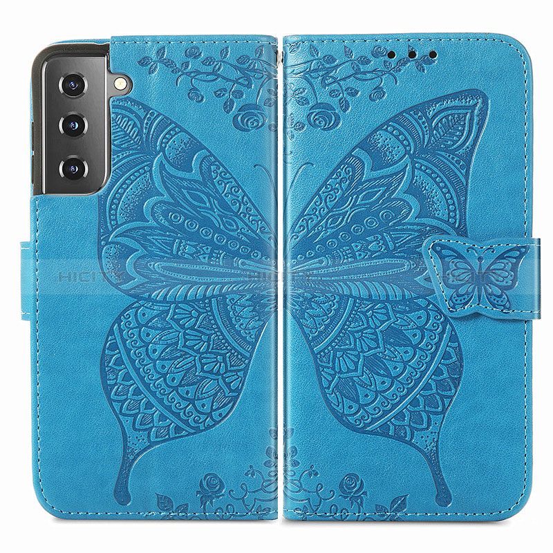 Funda de Cuero Cartera con Soporte Mariposa Carcasa para Samsung Galaxy S24 5G Azul