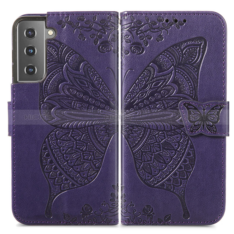 Funda de Cuero Cartera con Soporte Mariposa Carcasa para Samsung Galaxy S24 5G Morado