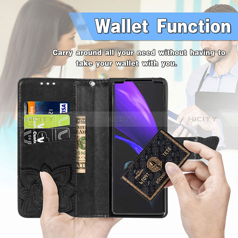 Funda de Cuero Cartera con Soporte Mariposa Carcasa para Samsung Galaxy Z Fold2 5G