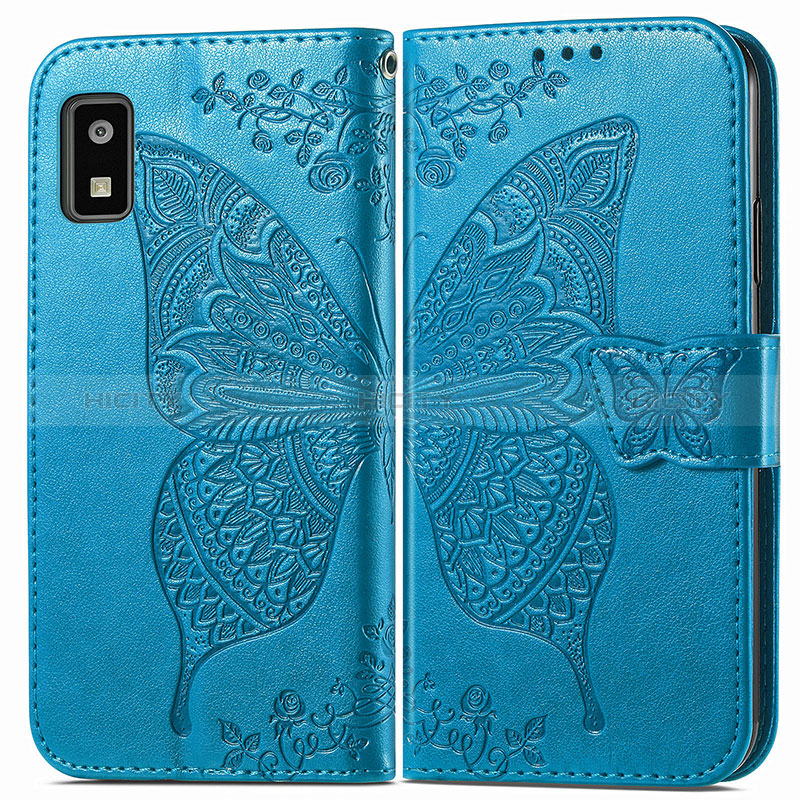 Funda de Cuero Cartera con Soporte Mariposa Carcasa para Sharp Aquos wish3 Azul