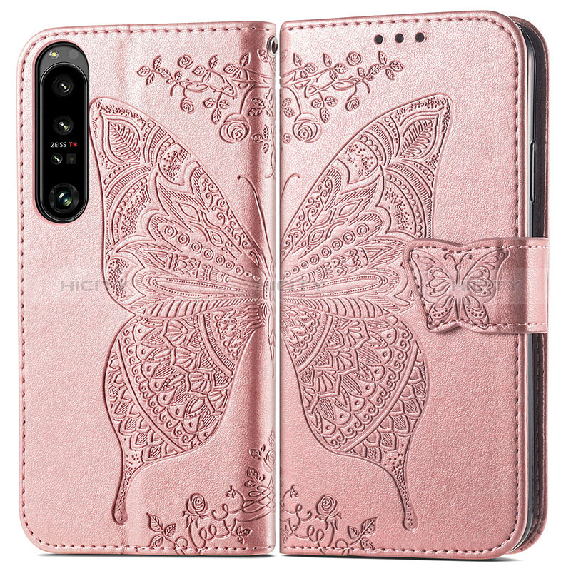 Funda de Cuero Cartera con Soporte Mariposa Carcasa para Sony Xperia 1 IV SO-51C Rosa