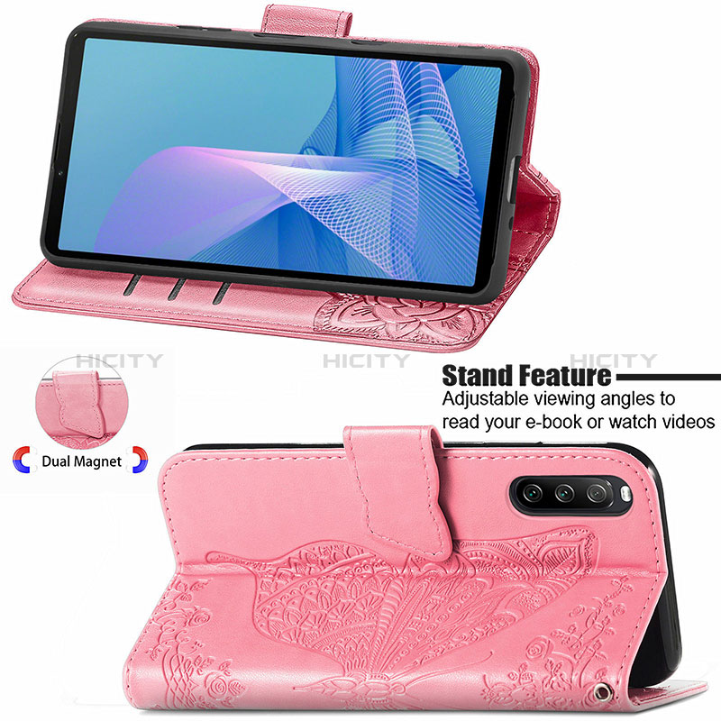 Funda de Cuero Cartera con Soporte Mariposa Carcasa para Sony Xperia 10 III Lite