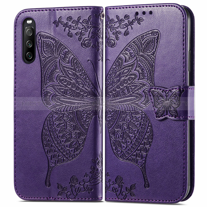 Funda de Cuero Cartera con Soporte Mariposa Carcasa para Sony Xperia 10 III Lite