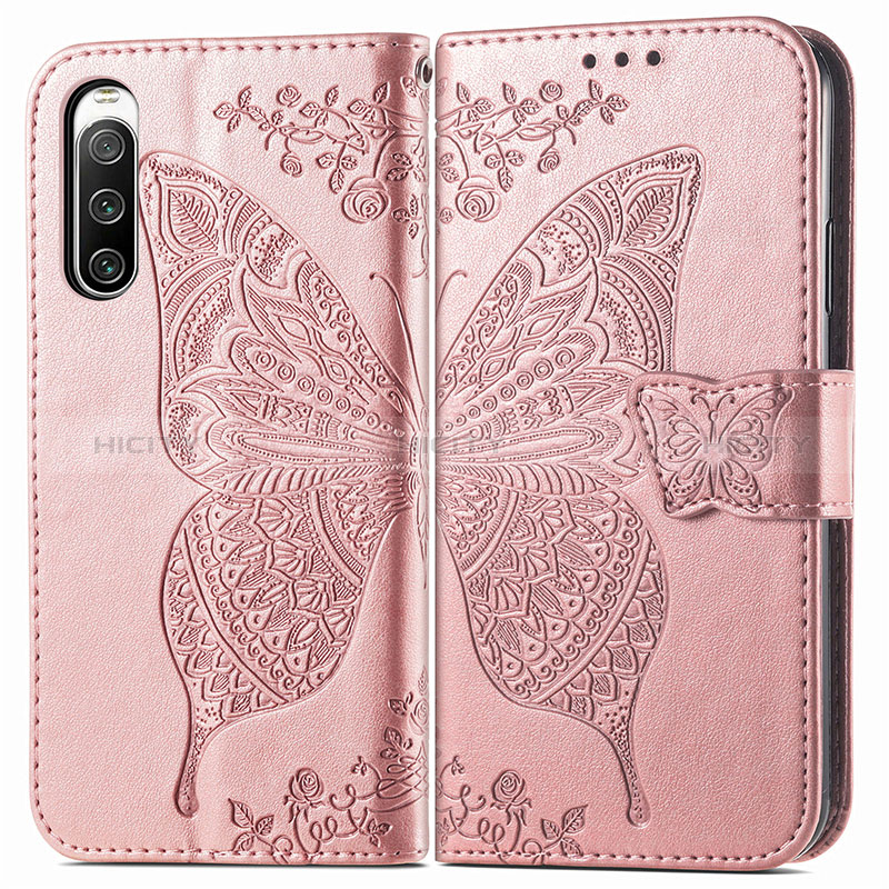 Funda de Cuero Cartera con Soporte Mariposa Carcasa para Sony Xperia 10 IV SOG07 Rosa