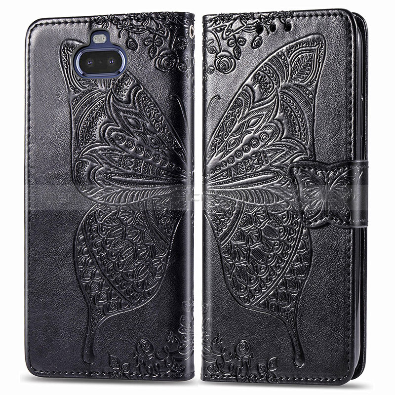 Funda de Cuero Cartera con Soporte Mariposa Carcasa para Sony Xperia 8 Negro