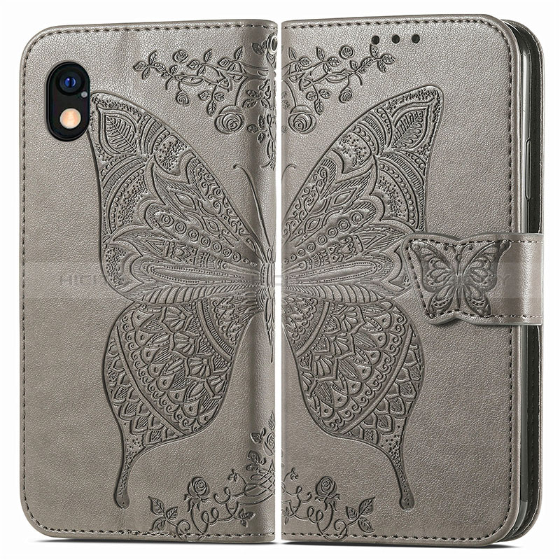 Funda de Cuero Cartera con Soporte Mariposa Carcasa para Sony Xperia Ace III Gris