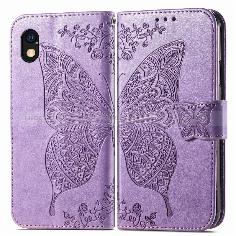 Funda de Cuero Cartera con Soporte Mariposa Carcasa para Sony Xperia Ace III Purpura Claro