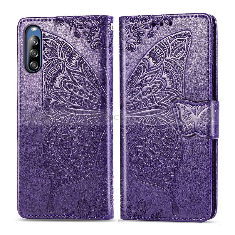 Funda de Cuero Cartera con Soporte Mariposa Carcasa para Sony Xperia L4 Morado