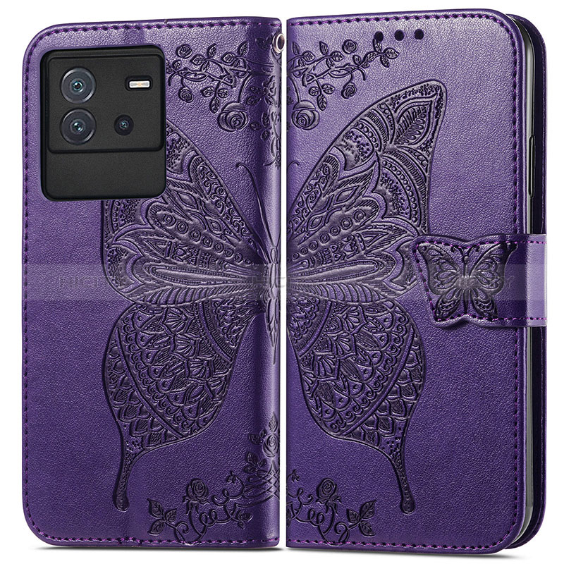 Funda de Cuero Cartera con Soporte Mariposa Carcasa para Vivo iQOO Neo6 5G