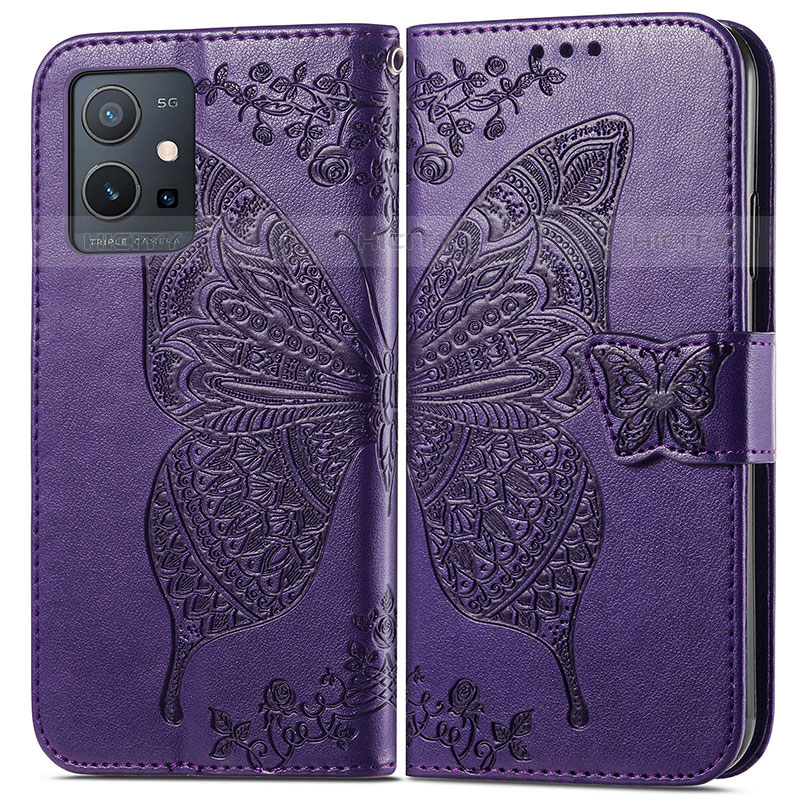 Funda de Cuero Cartera con Soporte Mariposa Carcasa para Vivo T1 5G India