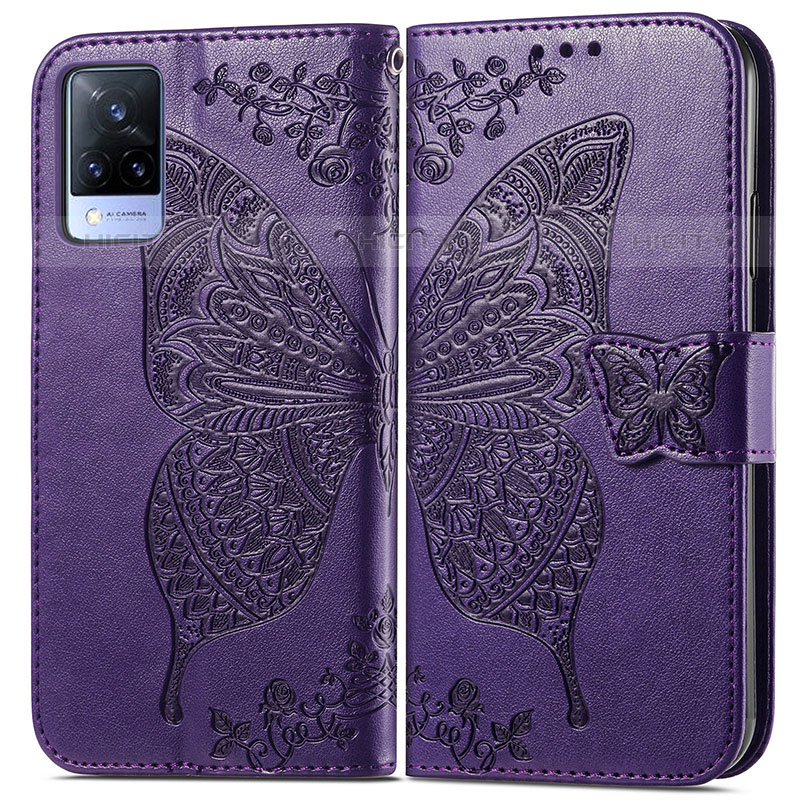 Funda de Cuero Cartera con Soporte Mariposa Carcasa para Vivo V21s 5G