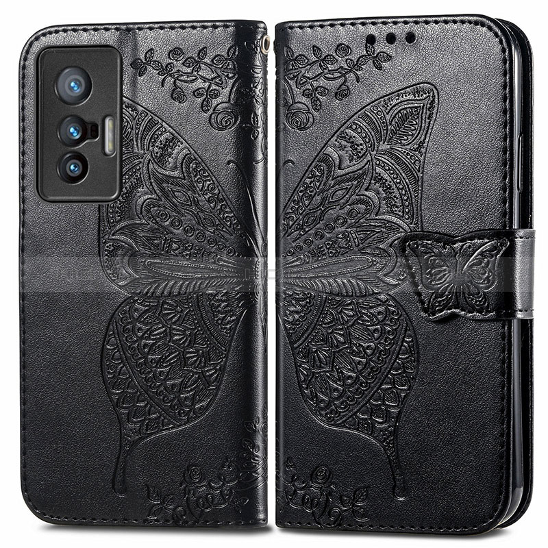 Funda de Cuero Cartera con Soporte Mariposa Carcasa para Vivo X70 5G Negro