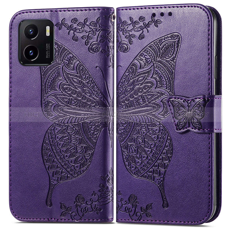 Funda de Cuero Cartera con Soporte Mariposa Carcasa para Vivo Y10