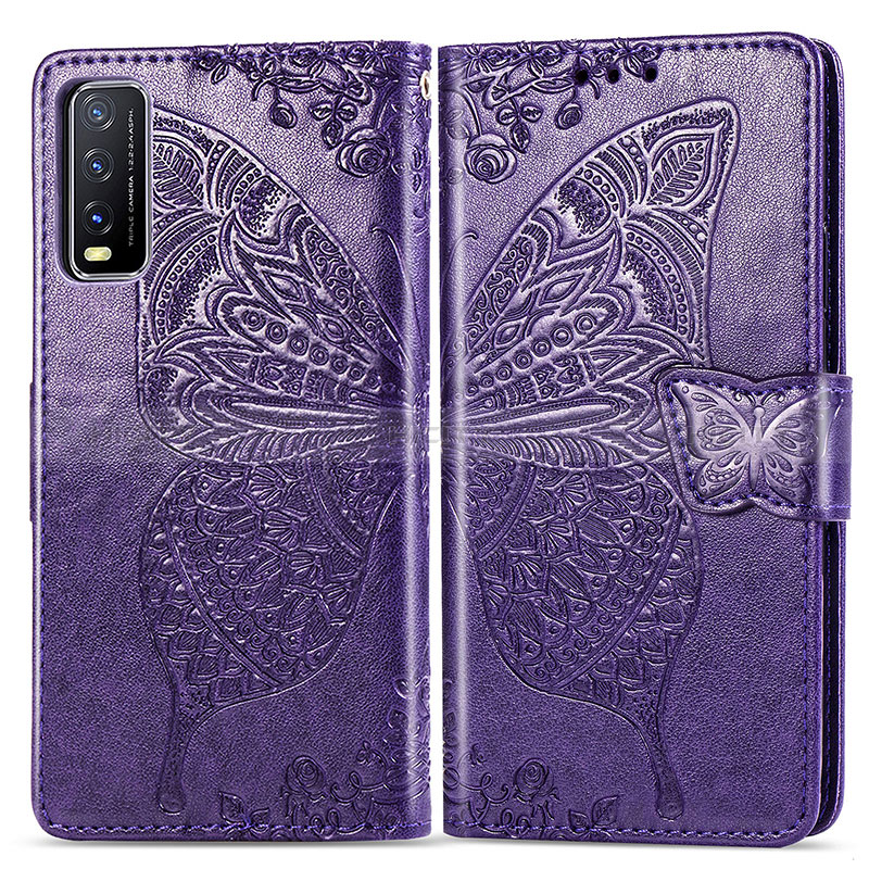 Funda de Cuero Cartera con Soporte Mariposa Carcasa para Vivo Y11s