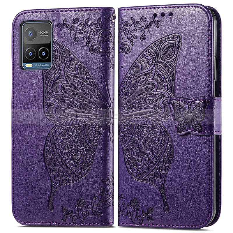 Funda de Cuero Cartera con Soporte Mariposa Carcasa para Vivo Y21G