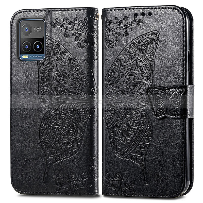 Funda de Cuero Cartera con Soporte Mariposa Carcasa para Vivo Y32 4G Negro