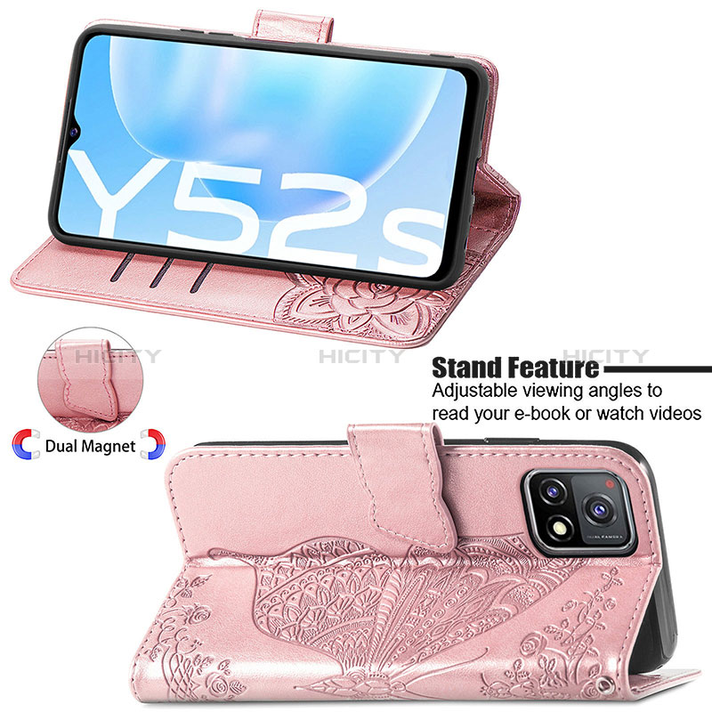 Funda de Cuero Cartera con Soporte Mariposa Carcasa para Vivo Y52s t1 5G