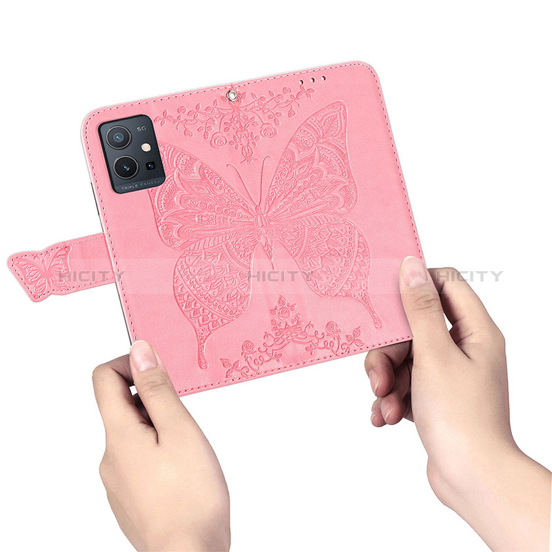 Funda de Cuero Cartera con Soporte Mariposa Carcasa para Vivo Y52t 5G