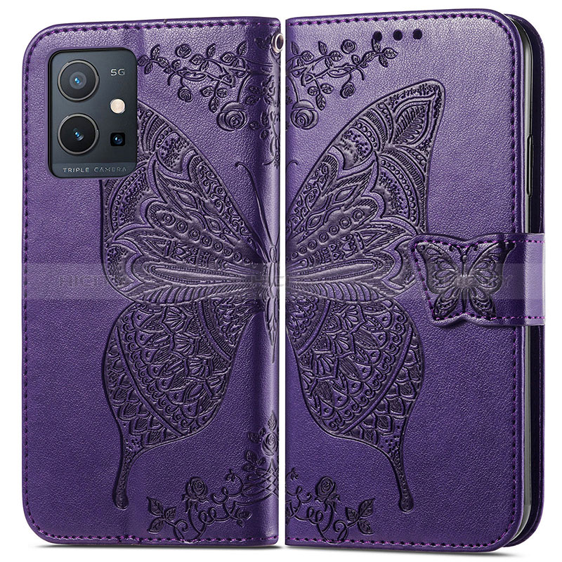 Funda de Cuero Cartera con Soporte Mariposa Carcasa para Vivo Y55s 5G