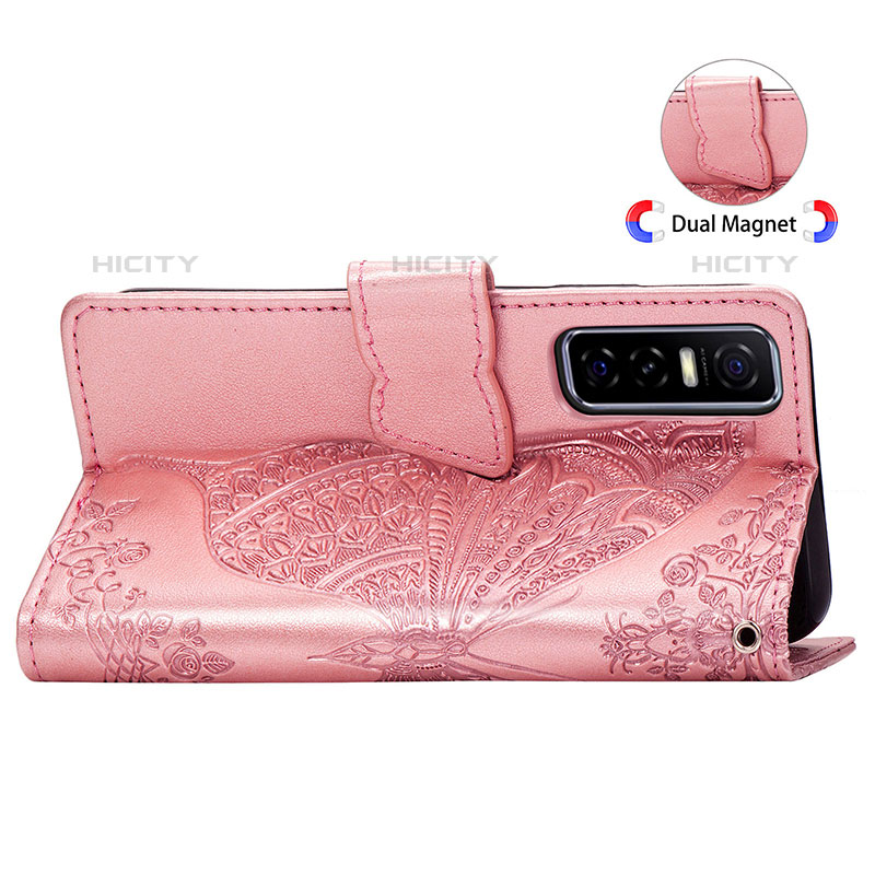 Funda de Cuero Cartera con Soporte Mariposa Carcasa para Vivo Y73s 5G