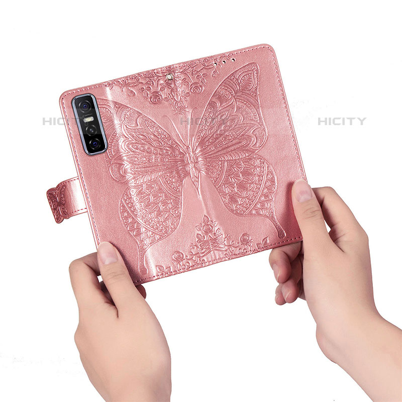 Funda de Cuero Cartera con Soporte Mariposa Carcasa para Vivo Y73s 5G