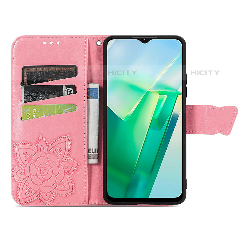 Funda de Cuero Cartera con Soporte Mariposa Carcasa para Vivo Y73t