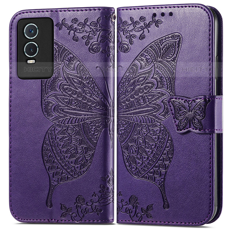 Funda de Cuero Cartera con Soporte Mariposa Carcasa para Vivo Y74s 5G