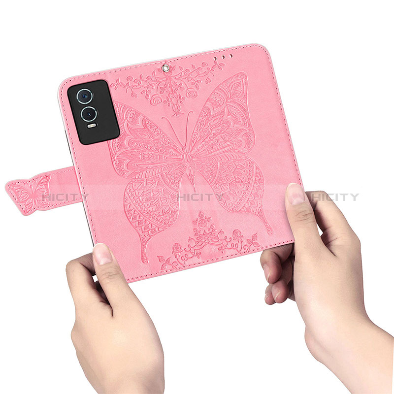 Funda de Cuero Cartera con Soporte Mariposa Carcasa para Vivo Y76s 5G