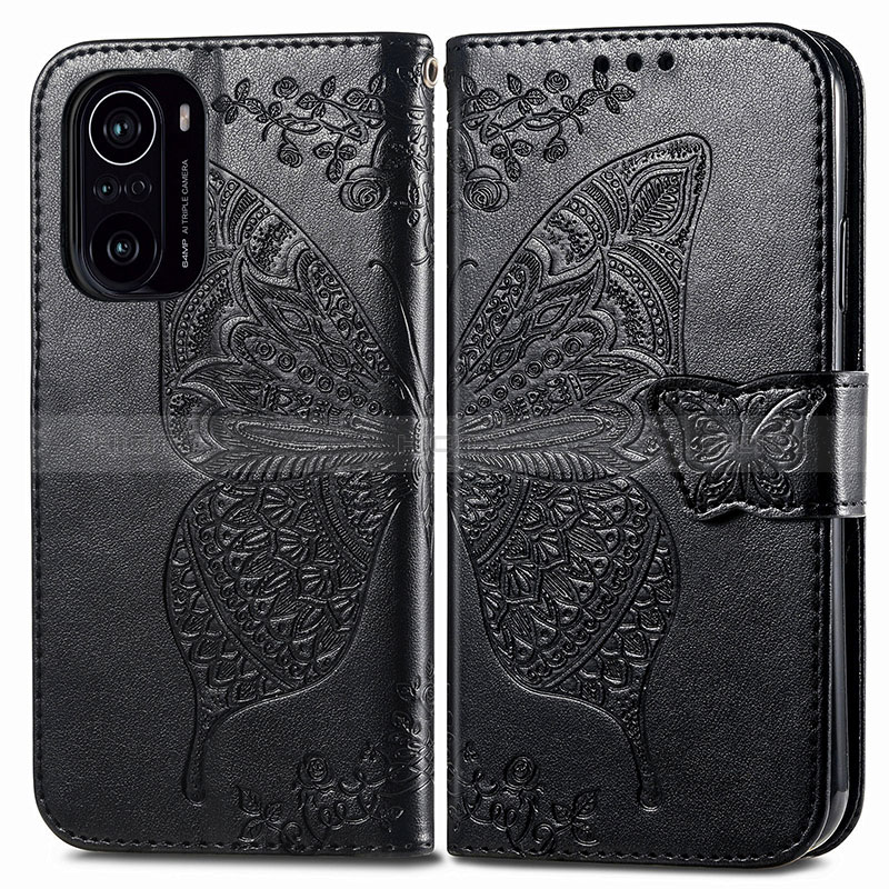 Funda de Cuero Cartera con Soporte Mariposa Carcasa para Xiaomi Mi 11X Pro 5G Negro