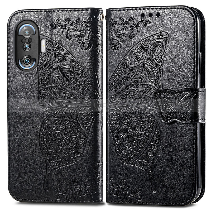 Funda de Cuero Cartera con Soporte Mariposa Carcasa para Xiaomi Poco F3 GT 5G Negro