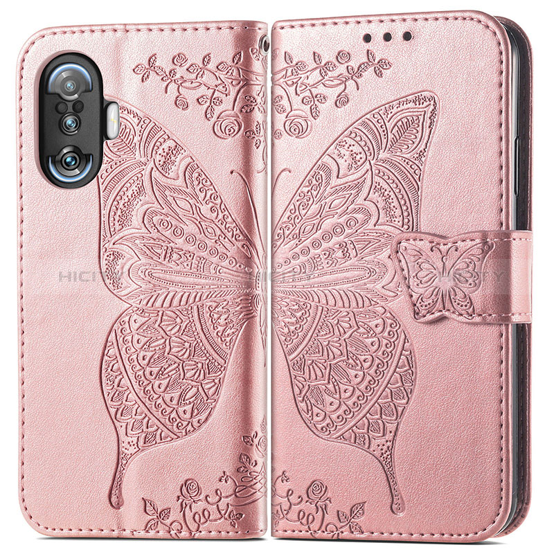 Funda de Cuero Cartera con Soporte Mariposa Carcasa para Xiaomi Poco F3 GT 5G Rosa