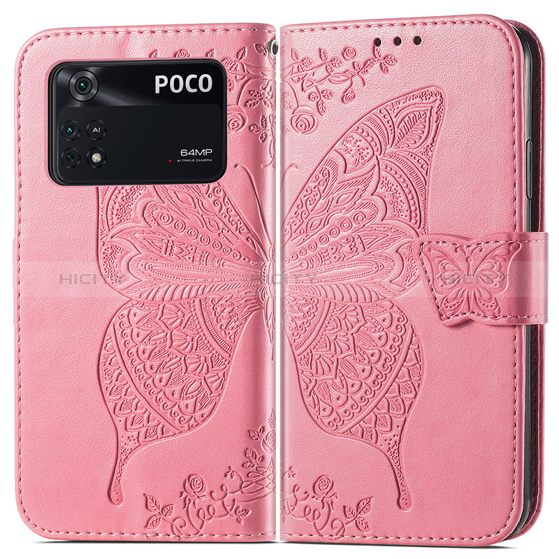 Funda de Cuero Cartera con Soporte Mariposa Carcasa para Xiaomi Poco M4 Pro 4G