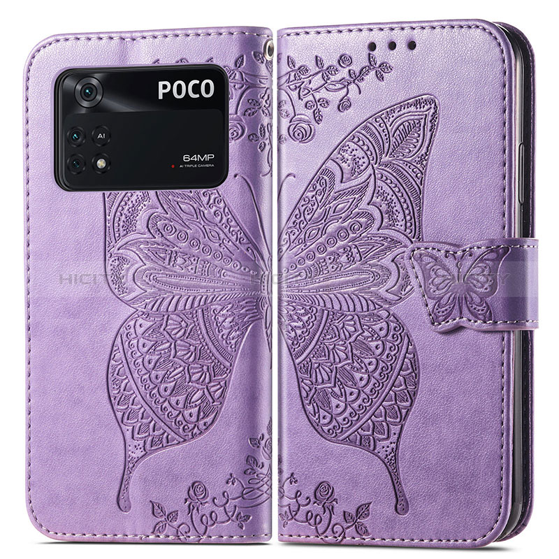 Funda de Cuero Cartera con Soporte Mariposa Carcasa para Xiaomi Poco M4 Pro 4G