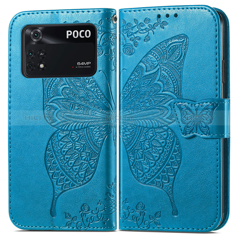 Funda de Cuero Cartera con Soporte Mariposa Carcasa para Xiaomi Poco M4 Pro 4G