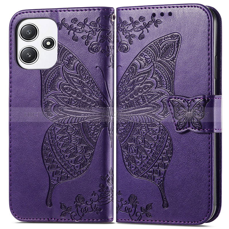 Funda de Cuero Cartera con Soporte Mariposa Carcasa para Xiaomi Poco M6 Pro 5G