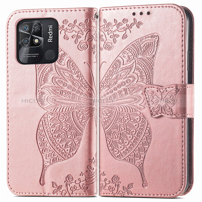 Funda de Cuero Cartera con Soporte Mariposa Carcasa para Xiaomi Redmi 10 India