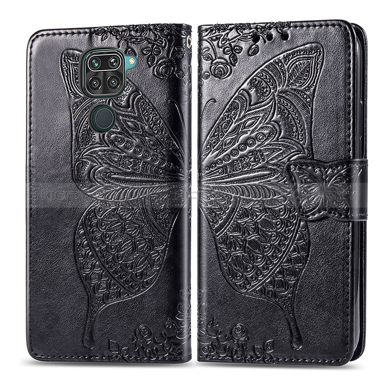 Funda de Cuero Cartera con Soporte Mariposa Carcasa para Xiaomi Redmi 10X 4G Negro