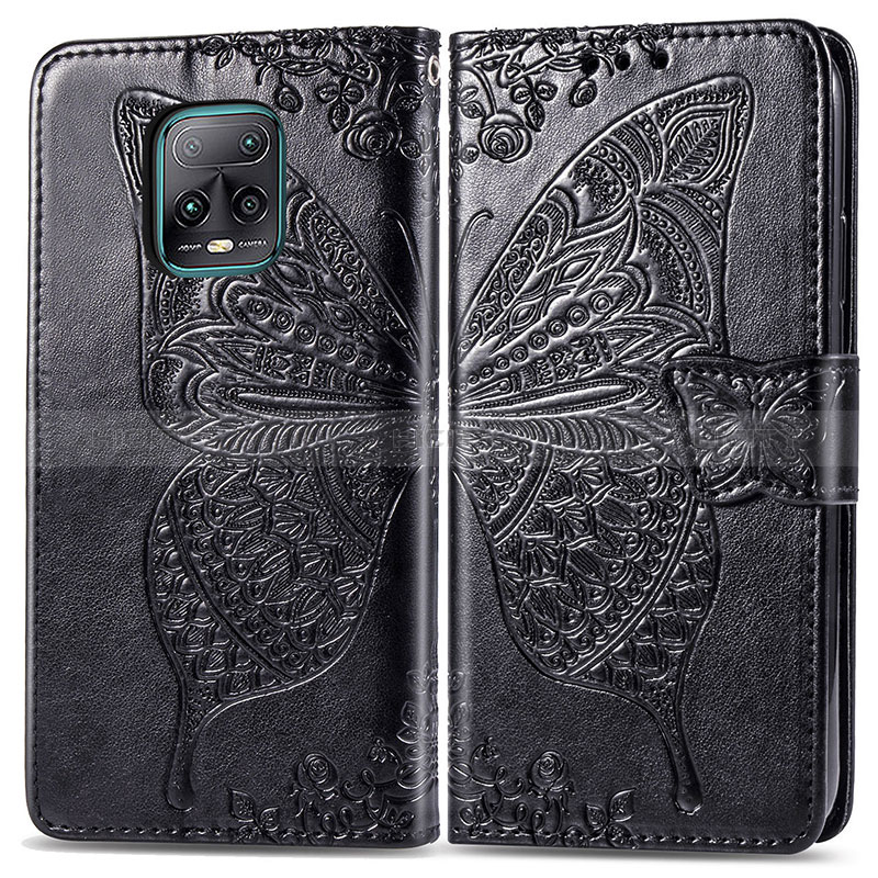 Funda de Cuero Cartera con Soporte Mariposa Carcasa para Xiaomi Redmi 10X 5G Negro