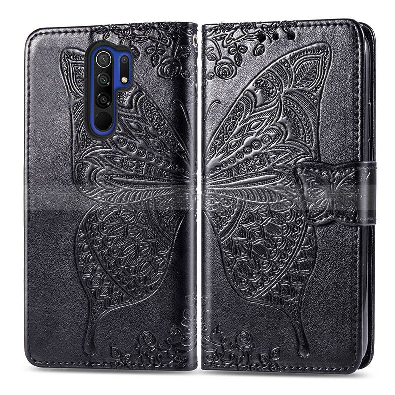 Funda de Cuero Cartera con Soporte Mariposa Carcasa para Xiaomi Redmi 9