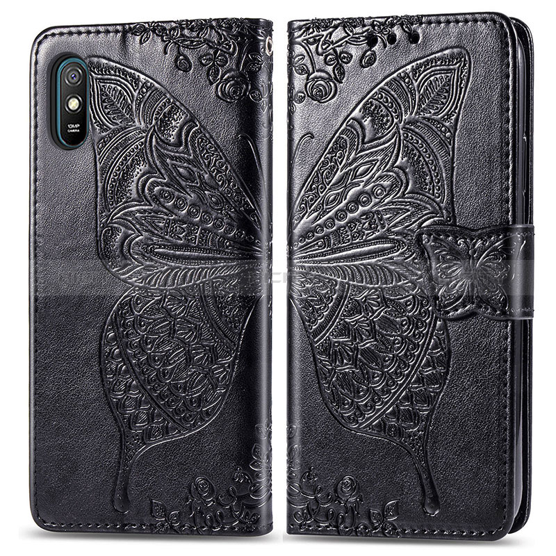 Funda de Cuero Cartera con Soporte Mariposa Carcasa para Xiaomi Redmi 9A