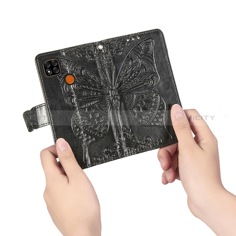 Funda de Cuero Cartera con Soporte Mariposa Carcasa para Xiaomi Redmi 9C