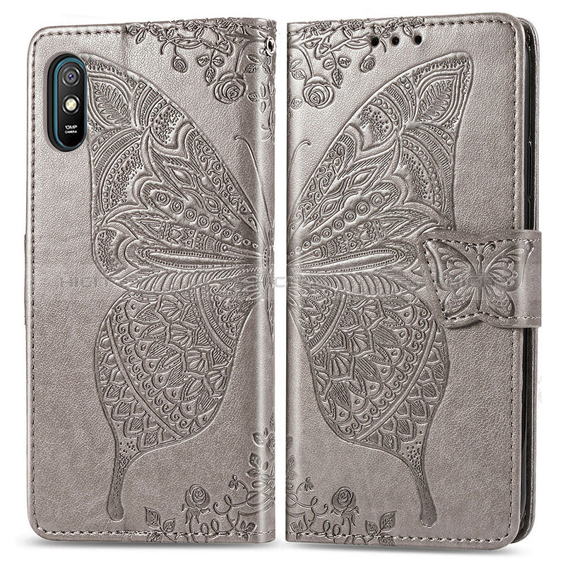 Funda de Cuero Cartera con Soporte Mariposa Carcasa para Xiaomi Redmi 9i