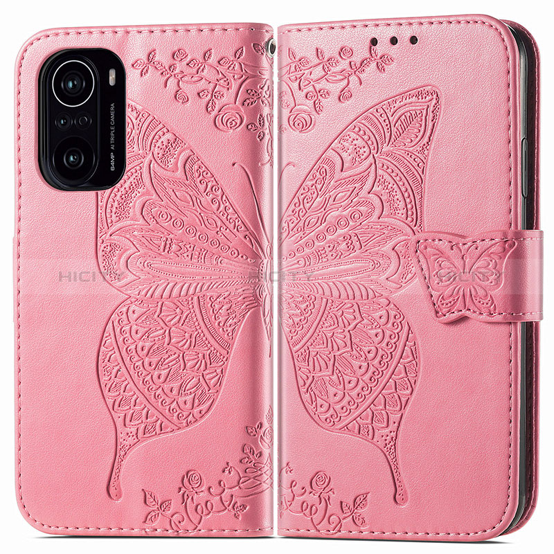 Funda de Cuero Cartera con Soporte Mariposa Carcasa para Xiaomi Redmi K40 5G