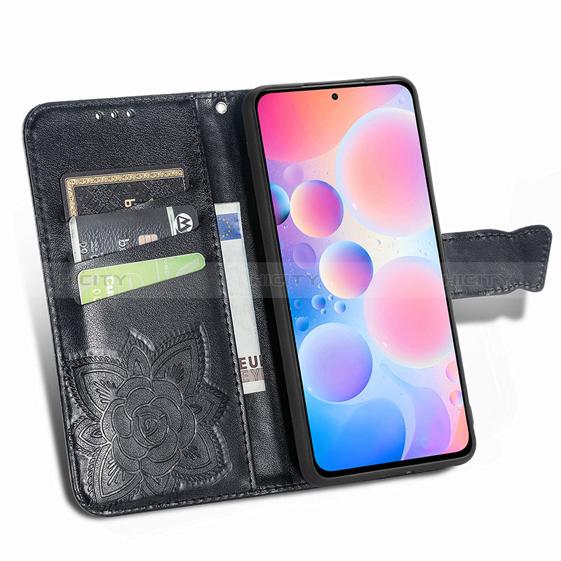 Funda de Cuero Cartera con Soporte Mariposa Carcasa para Xiaomi Redmi K40 Pro 5G